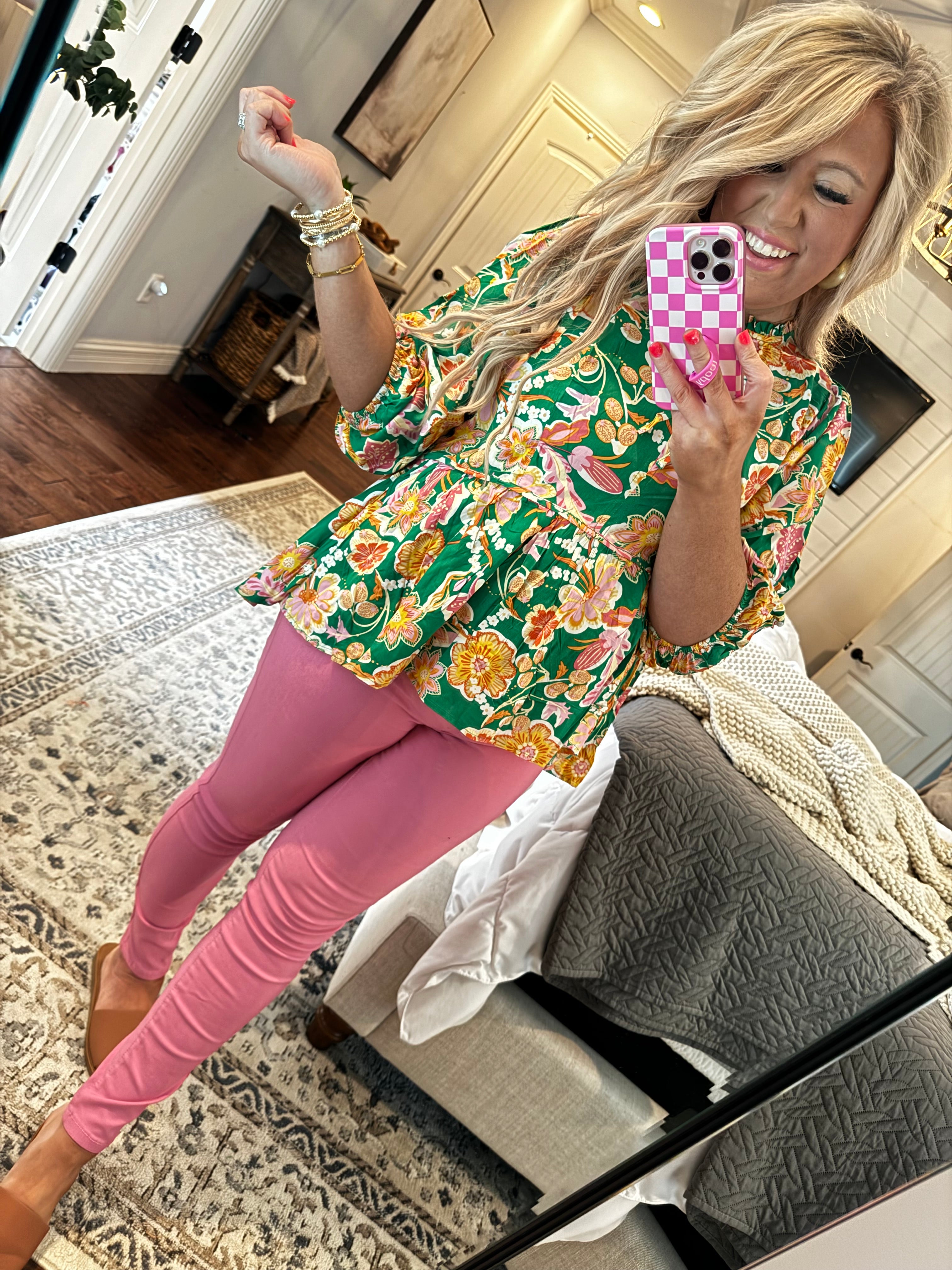 GREEN FLORAL TOP