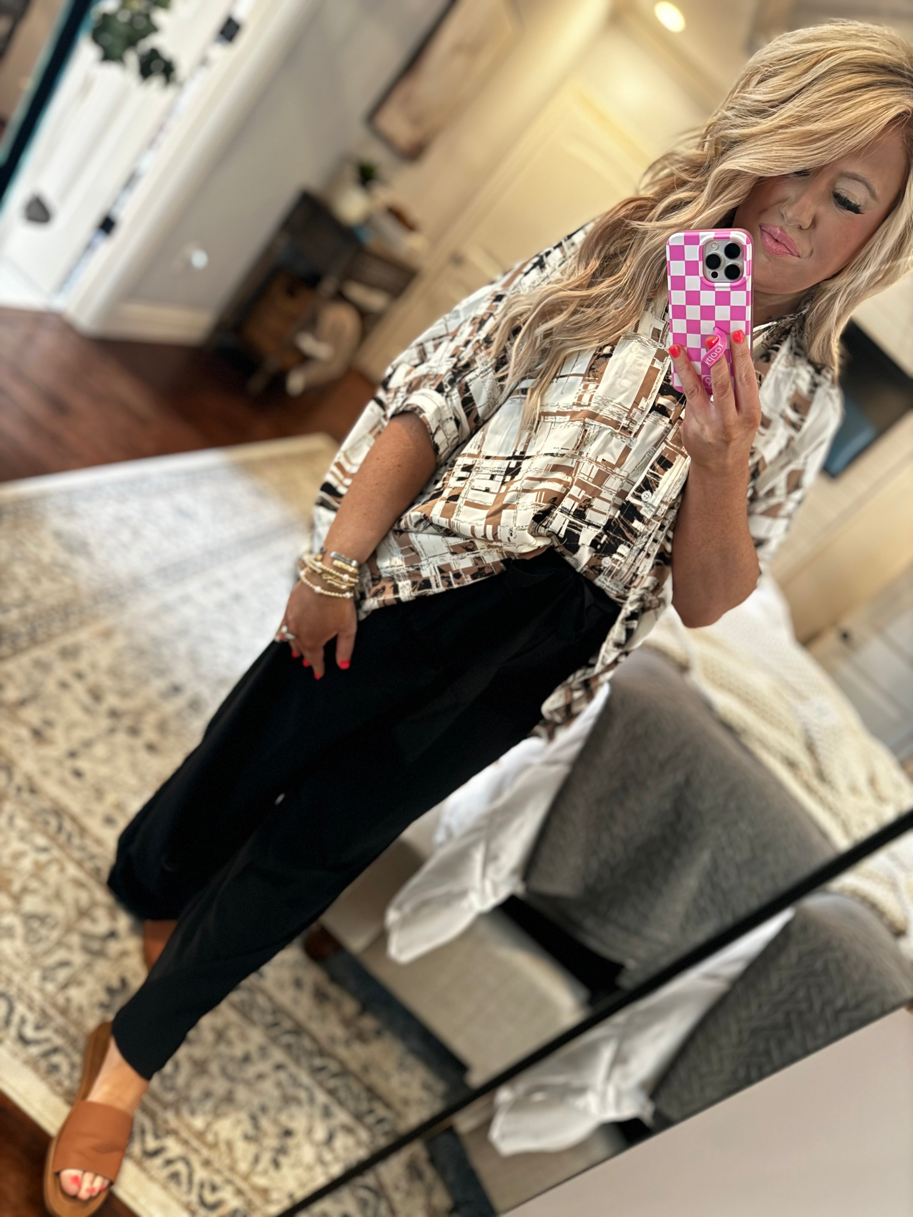 TAUPE BUTTON TOP