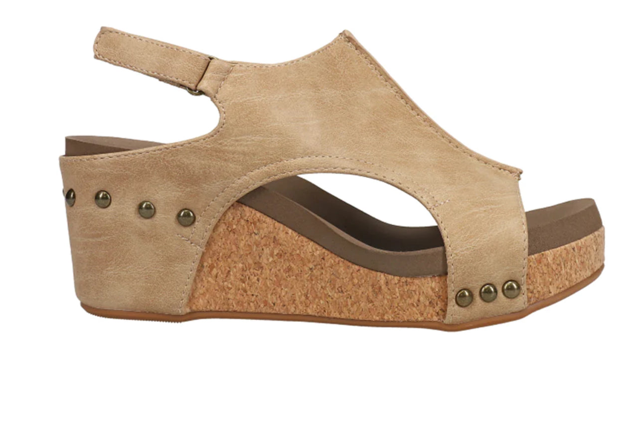 TAUPE CORKY WEDGES