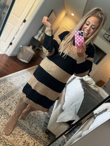 BLACK/OATMEAL SWEATER DRESS- 23N