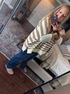 EASEL MOCHA STRIPED HOODIE TOP O 3