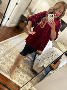 WINE SEQUIN TUNIC 12W