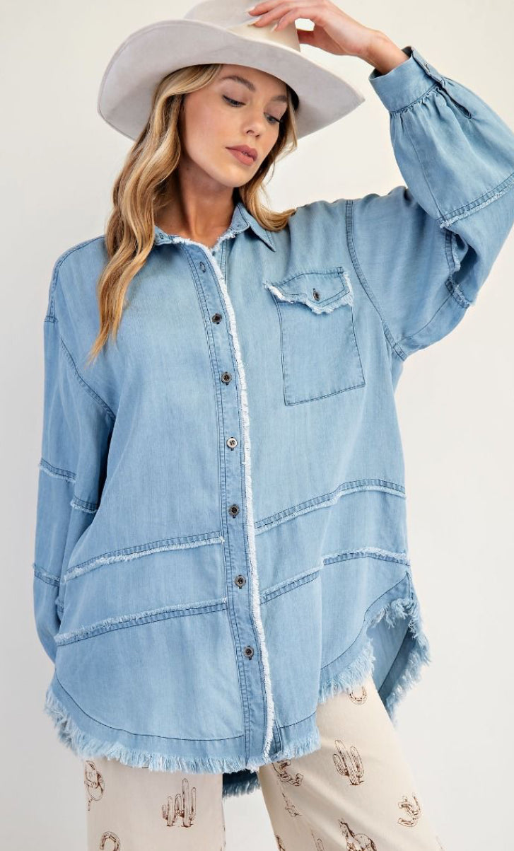 EASEL WASHED DENIM TOP / TUNIC O18