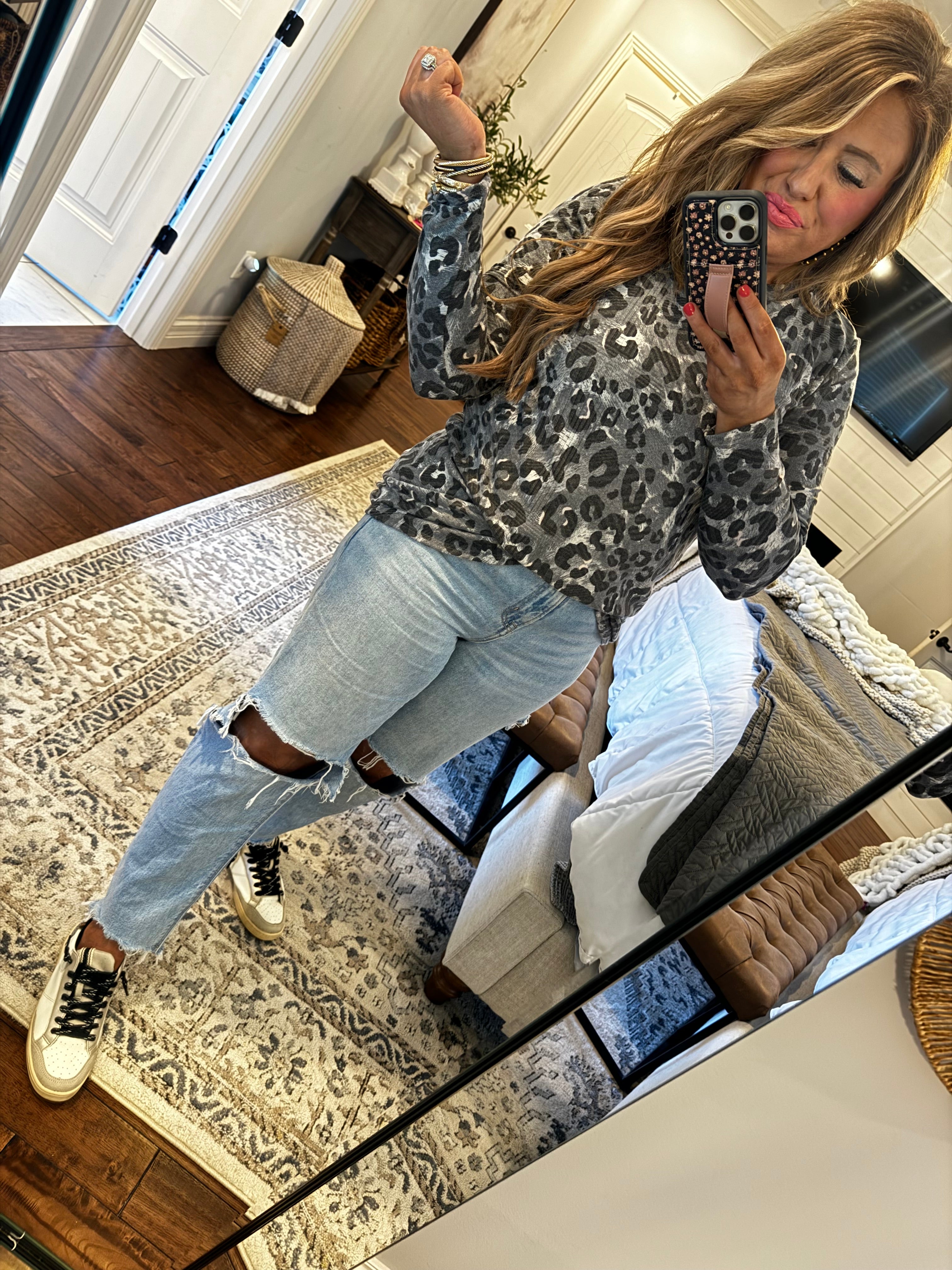 GRAY LEOPARD TOP S*