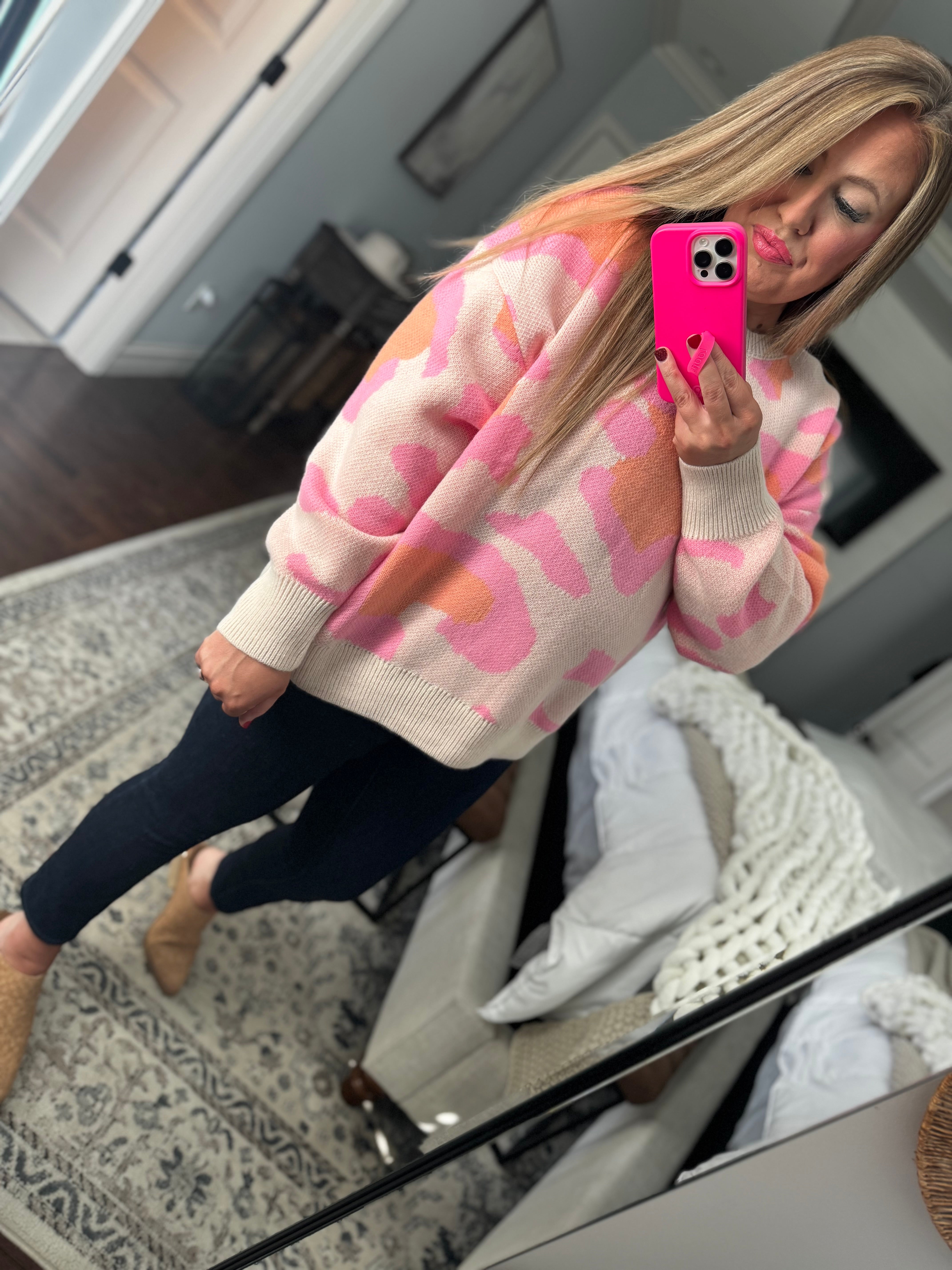 CREAM/PINK MULTI SWEATER 42Y