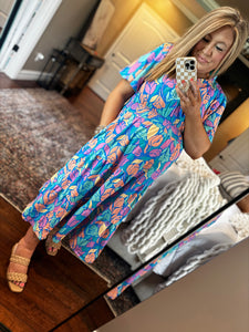 BLUE / TANGERINE DRESS F7
