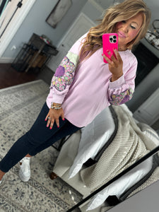 BABY PINK FLORAL SWEATSHIRT TOP 7C