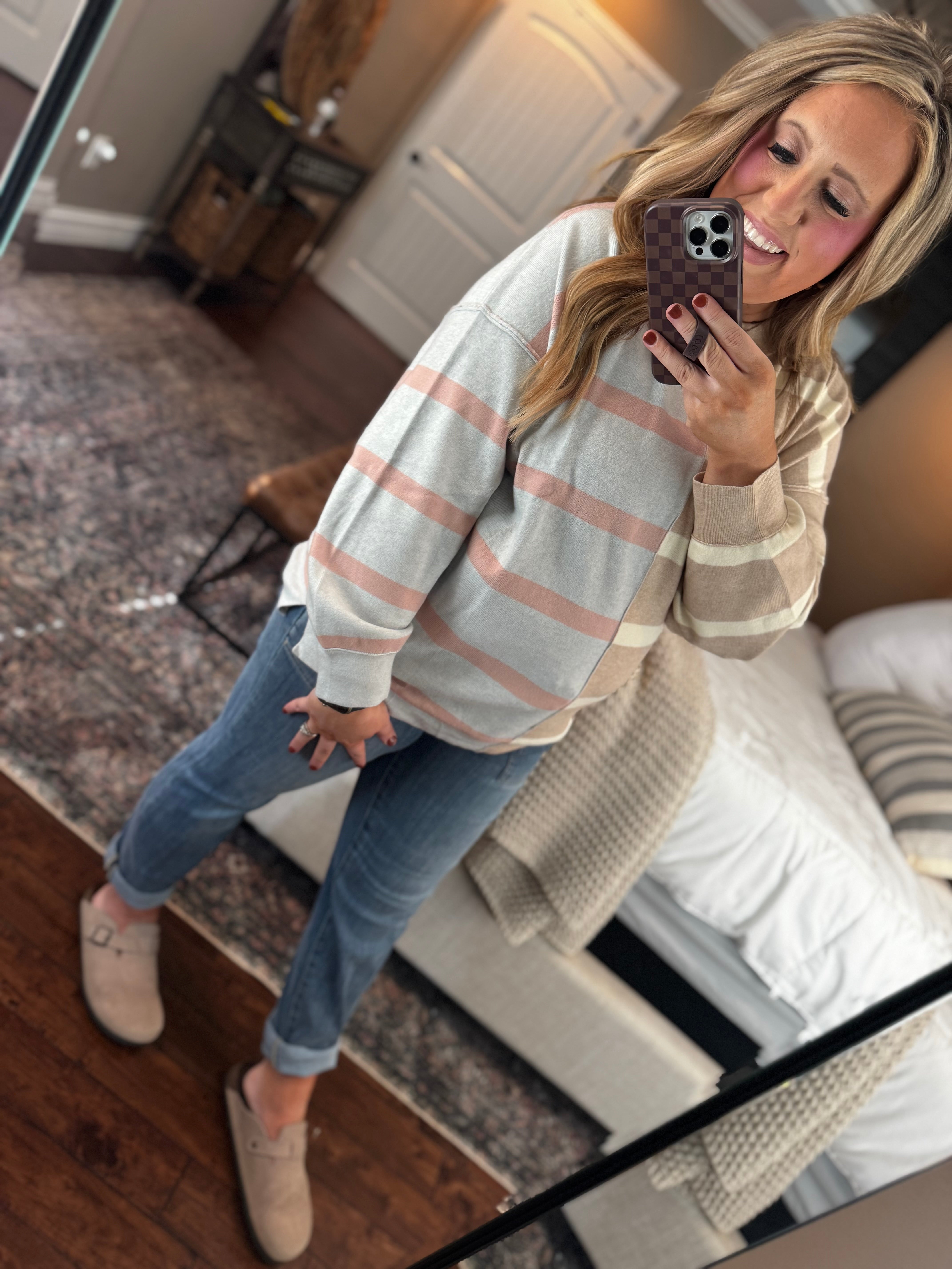 KHAKI STRIPE SWEATER M 14