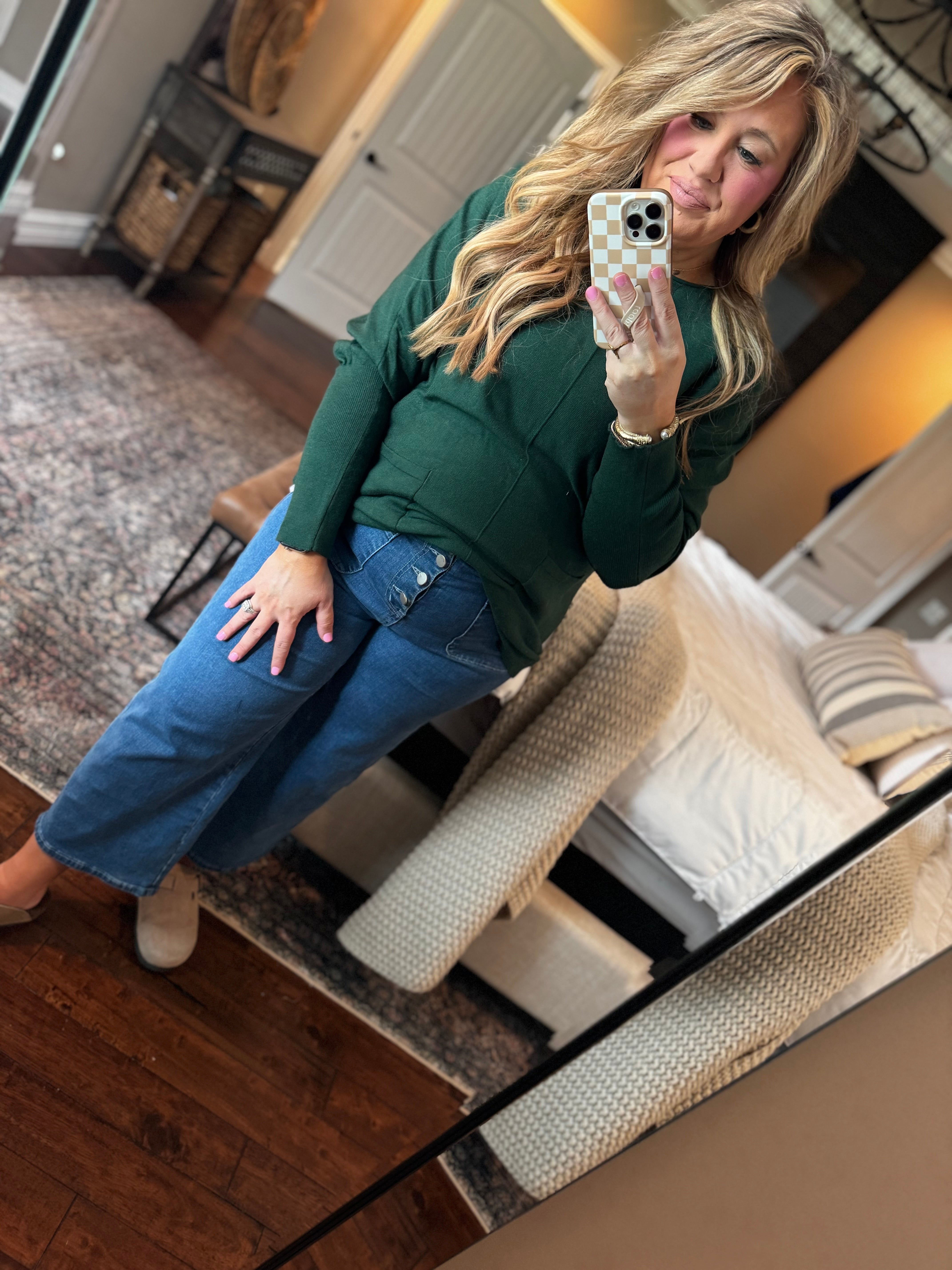 HUNTER GREEN 2 POCKET SWEATER 1K
