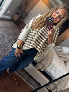 EASEL MOCHA STRIPED HOODIE TOP O 3