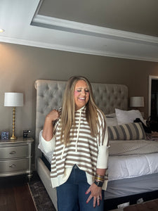 EASEL MOCHA STRIPED HOODIE TOP O 3