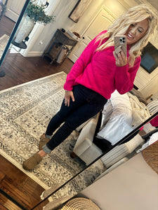 HOT PINK CHECKERED SWEATER