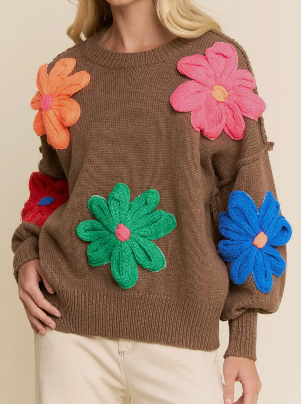 MOCHA FLORAL SWEATER Q1