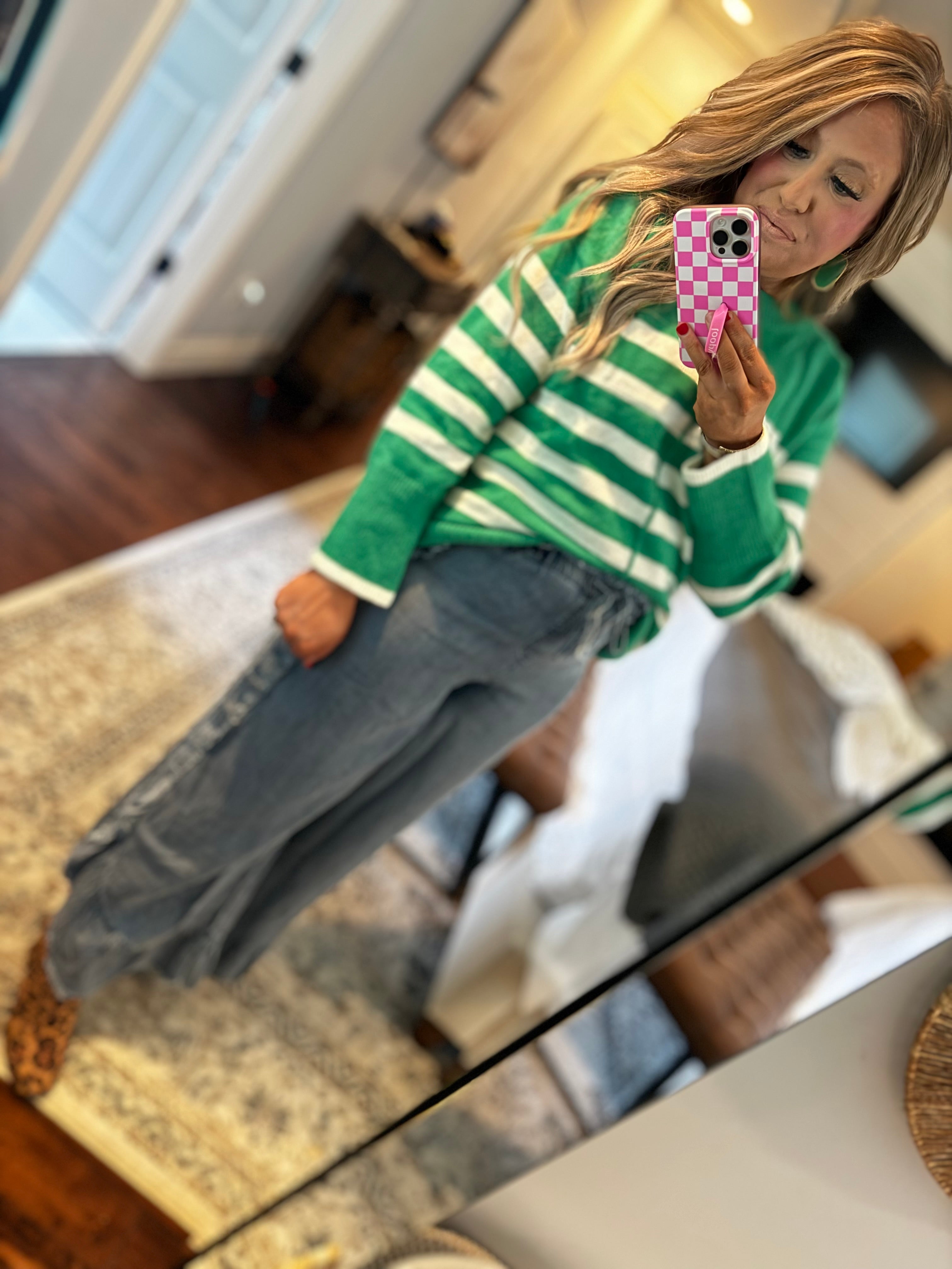 GREEN STRIPE SWEATER 10L