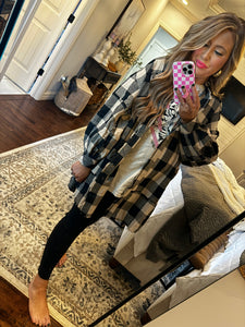 BLACK TAUPE PLAID TUNIC DRESS P12