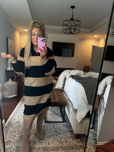 BLACK/OATMEAL SWEATER DRESS- 23N