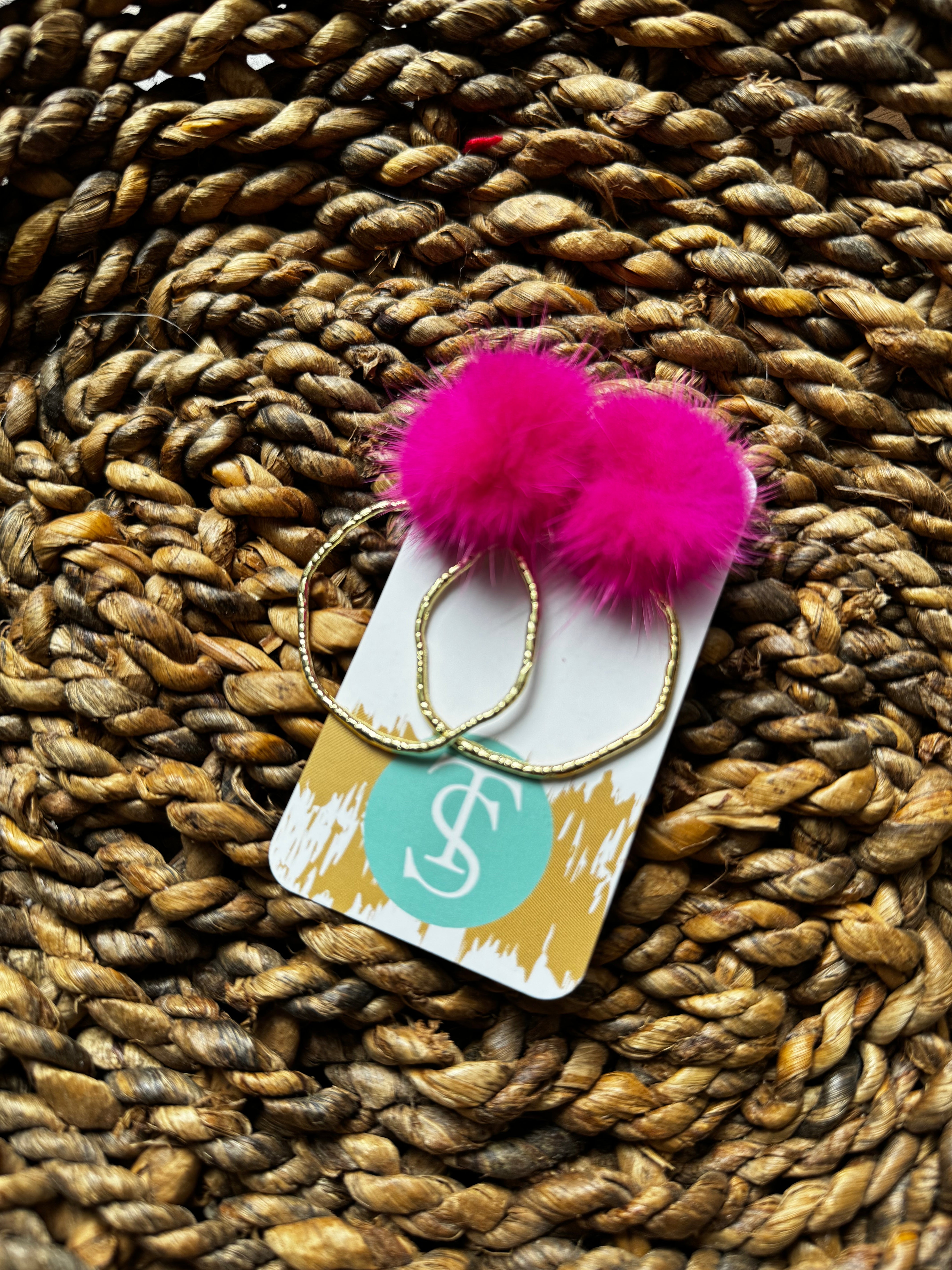 Pink Pom Pom earrings