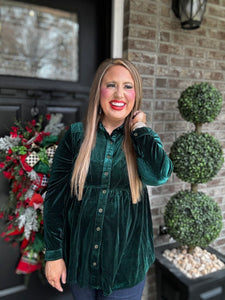 EVERGREEN VELVET BUTTON TUNIC 17V