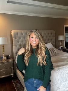 HUNTER GREEN 2 POCKET SWEATER 1K