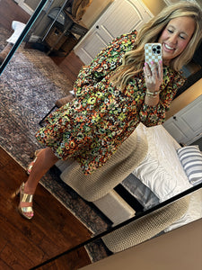 BLACK MULTI FLORAL DRESS- 22K