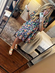 NAVY MULTI FLORAL DRESS K7