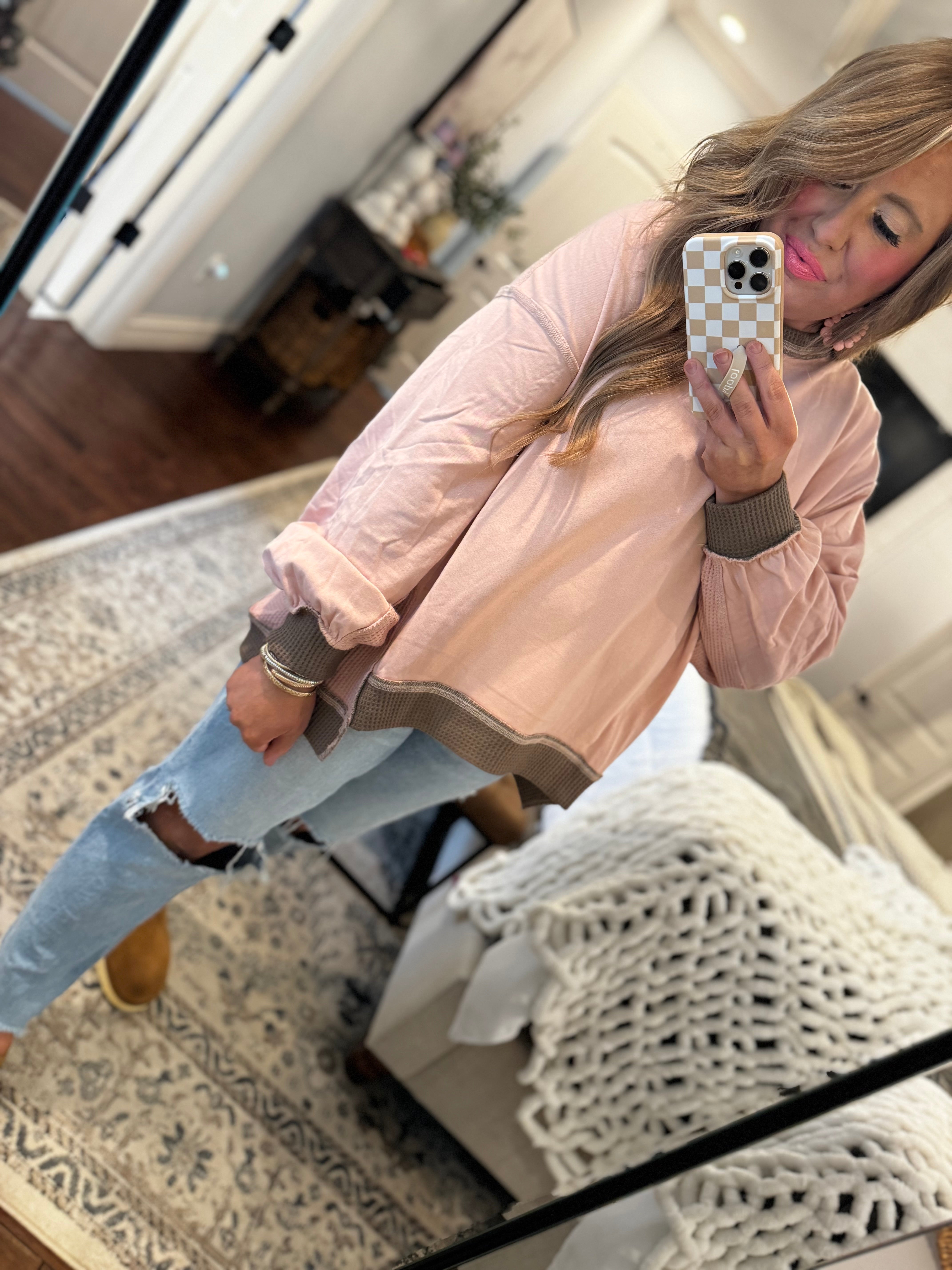 BLUSH/BROWN SWEATSHIRT 3W