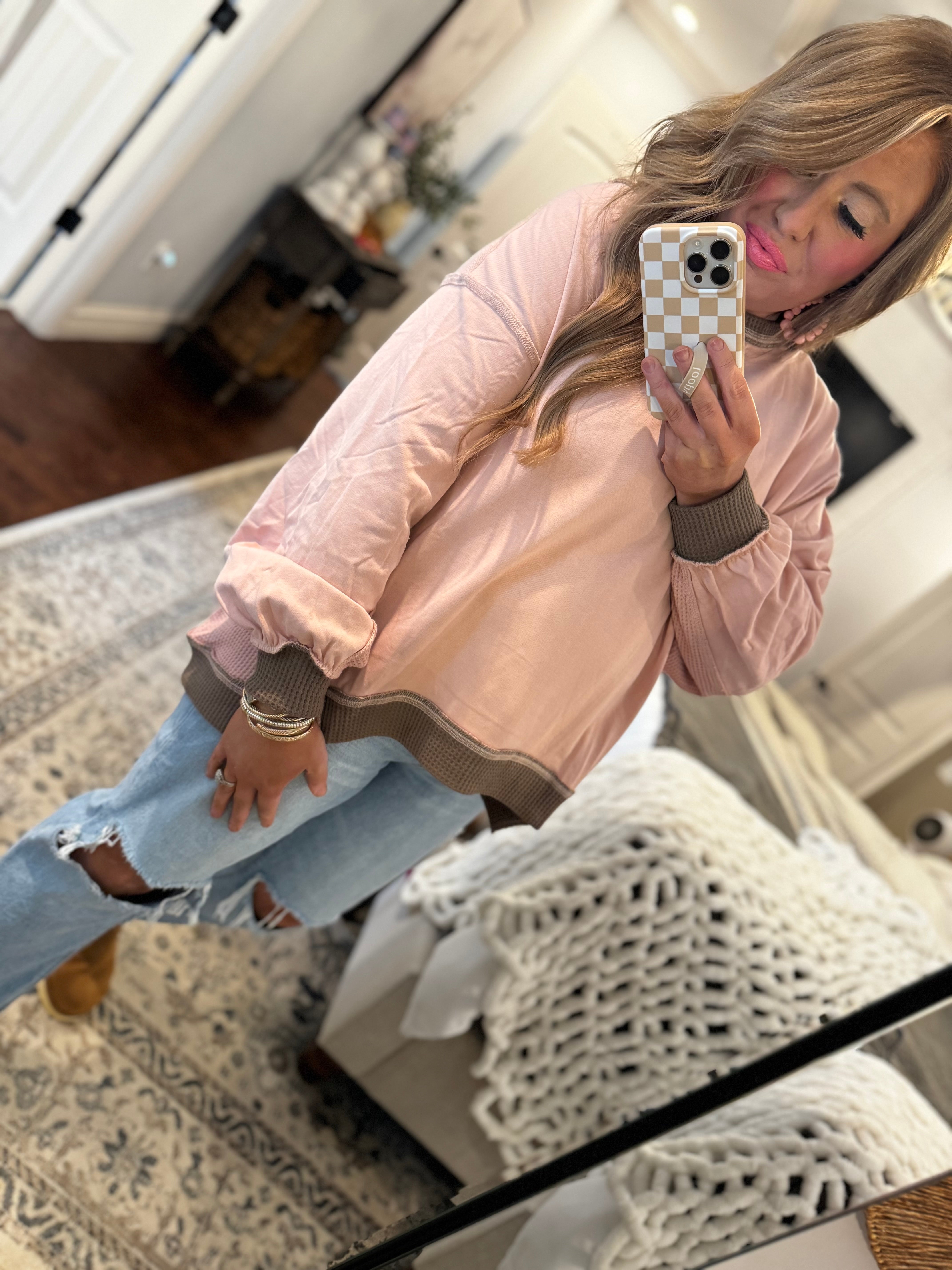 BLUSH/BROWN SWEATSHIRT 3W