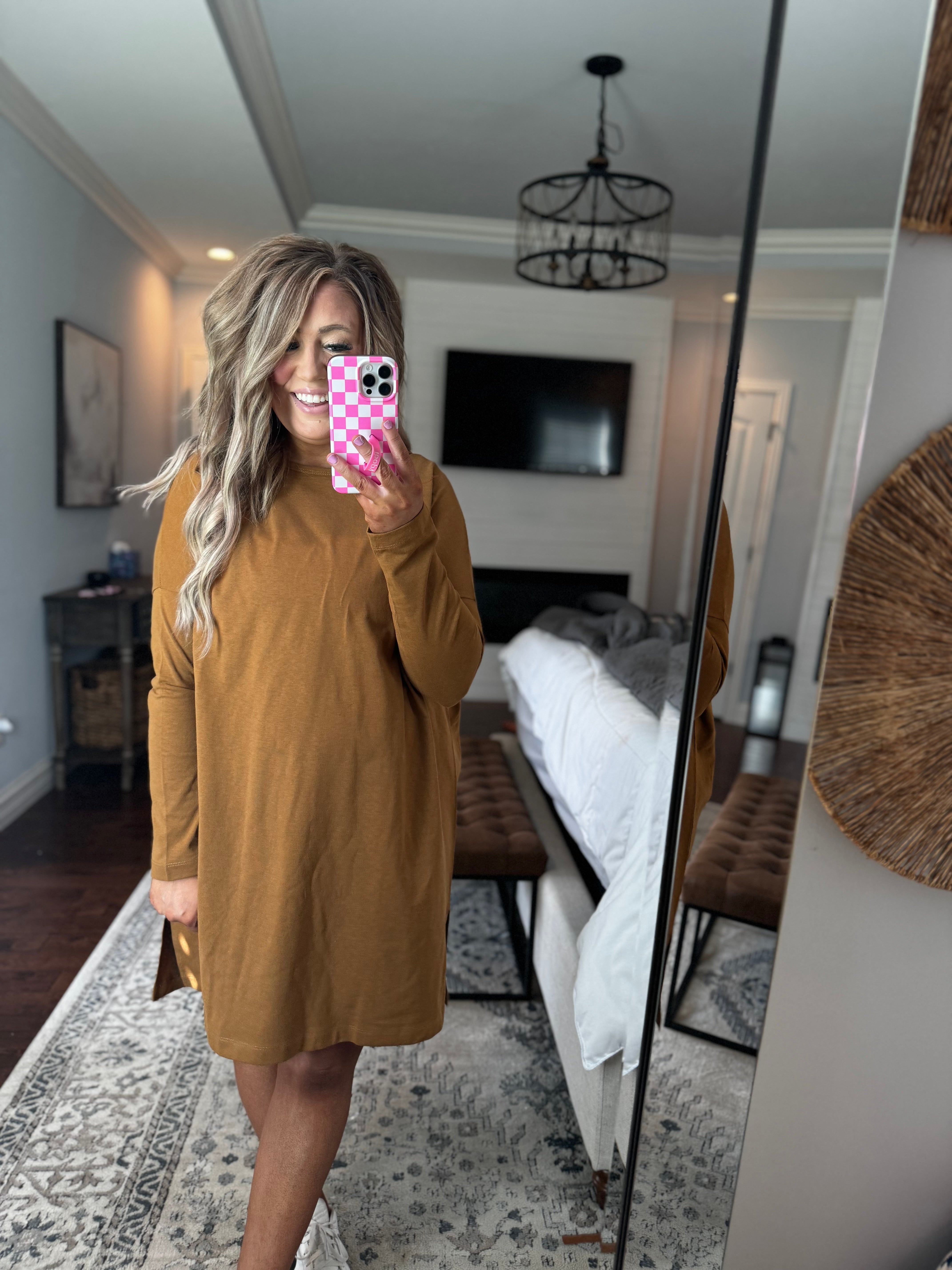 PALE BROWN TUNIC DRESS- 18I