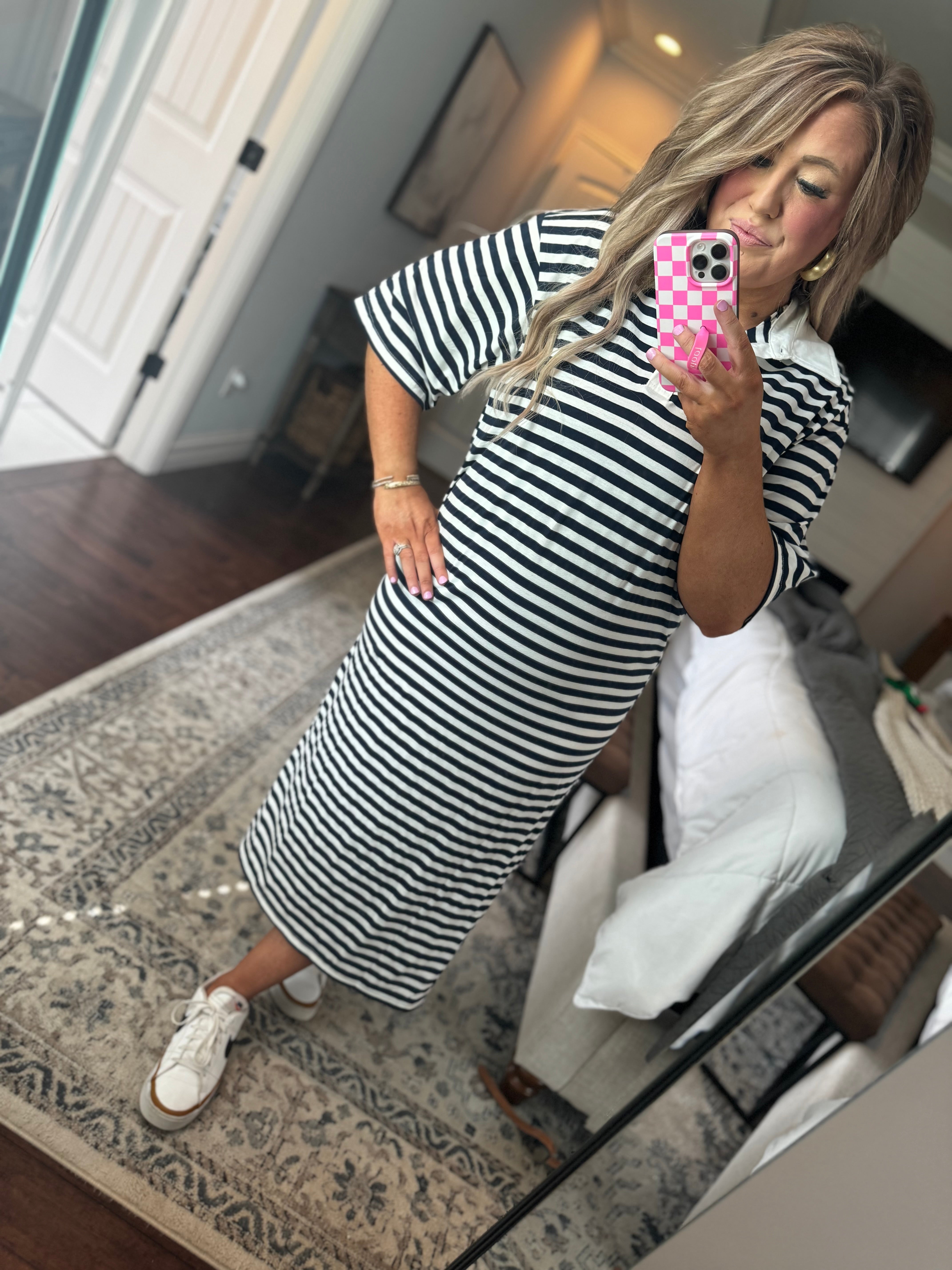 NAVY STRIPE DRESS- 11I