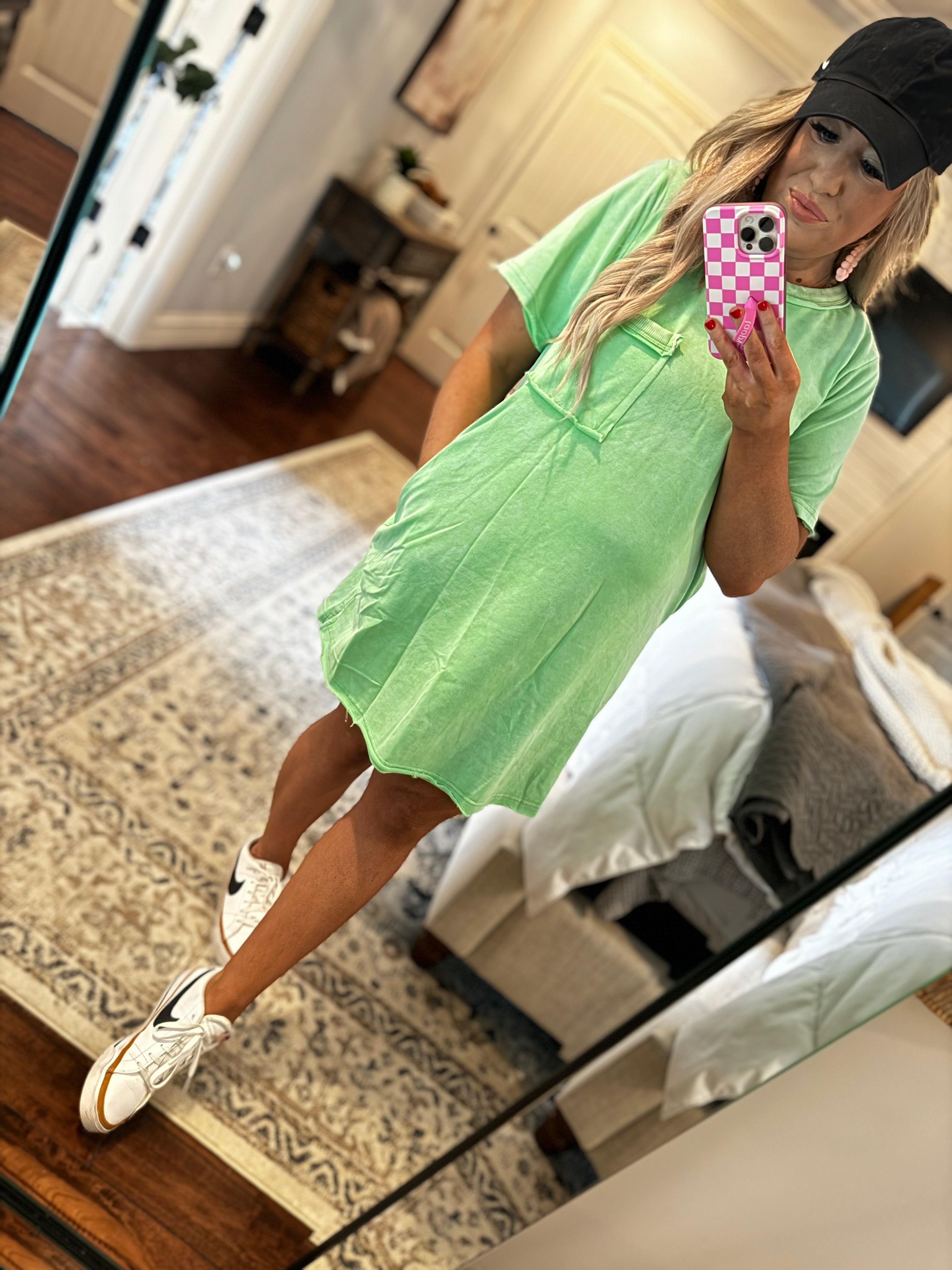 GREEN T-SHIRT DRESS