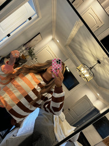 BROWN PEACH STRIPE PULLOVER P22