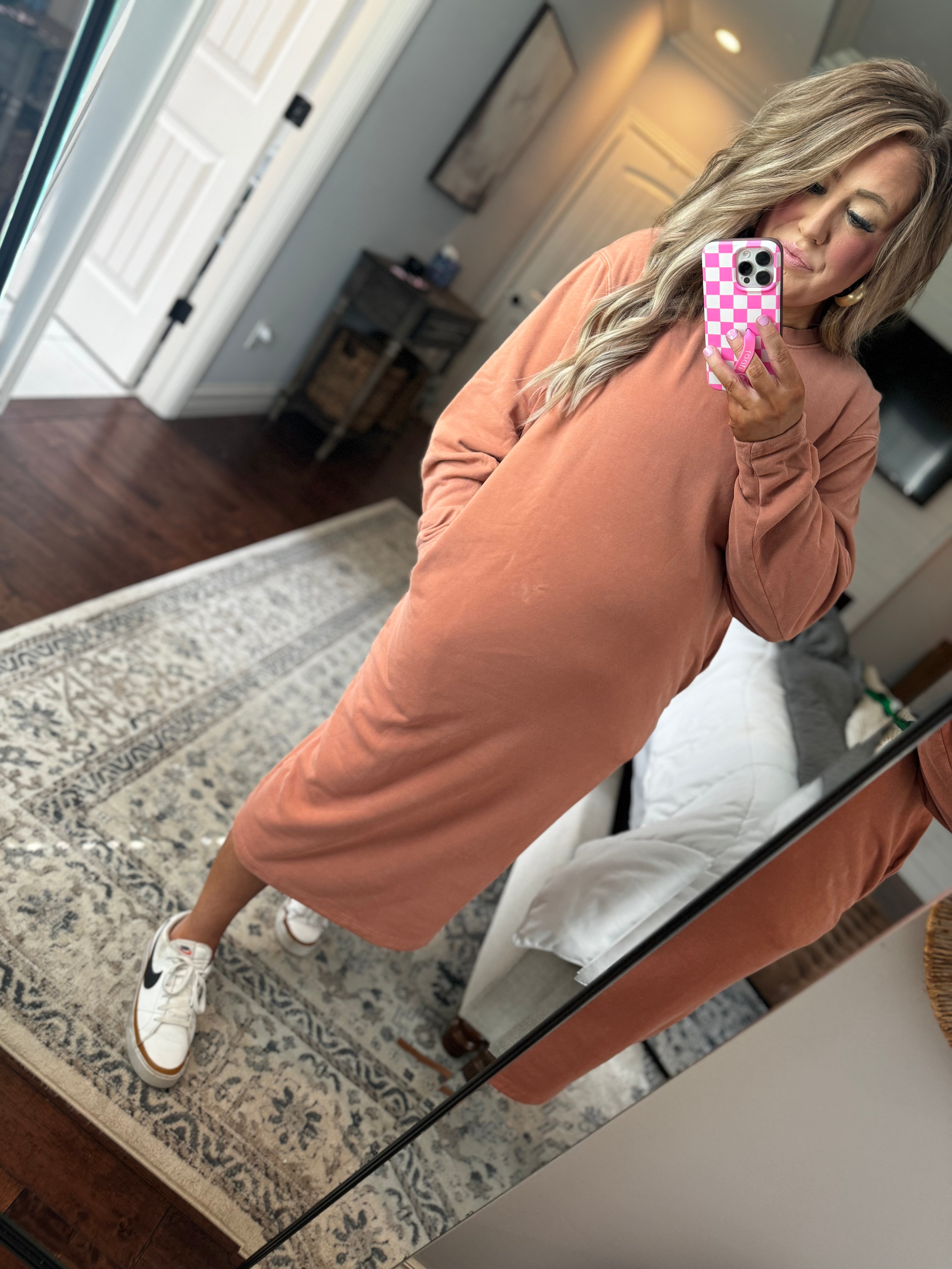 BAKED CLAY SWEATSHIRT DRESS- 12I