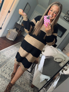 BLACK/OATMEAL SWEATER DRESS- 23N