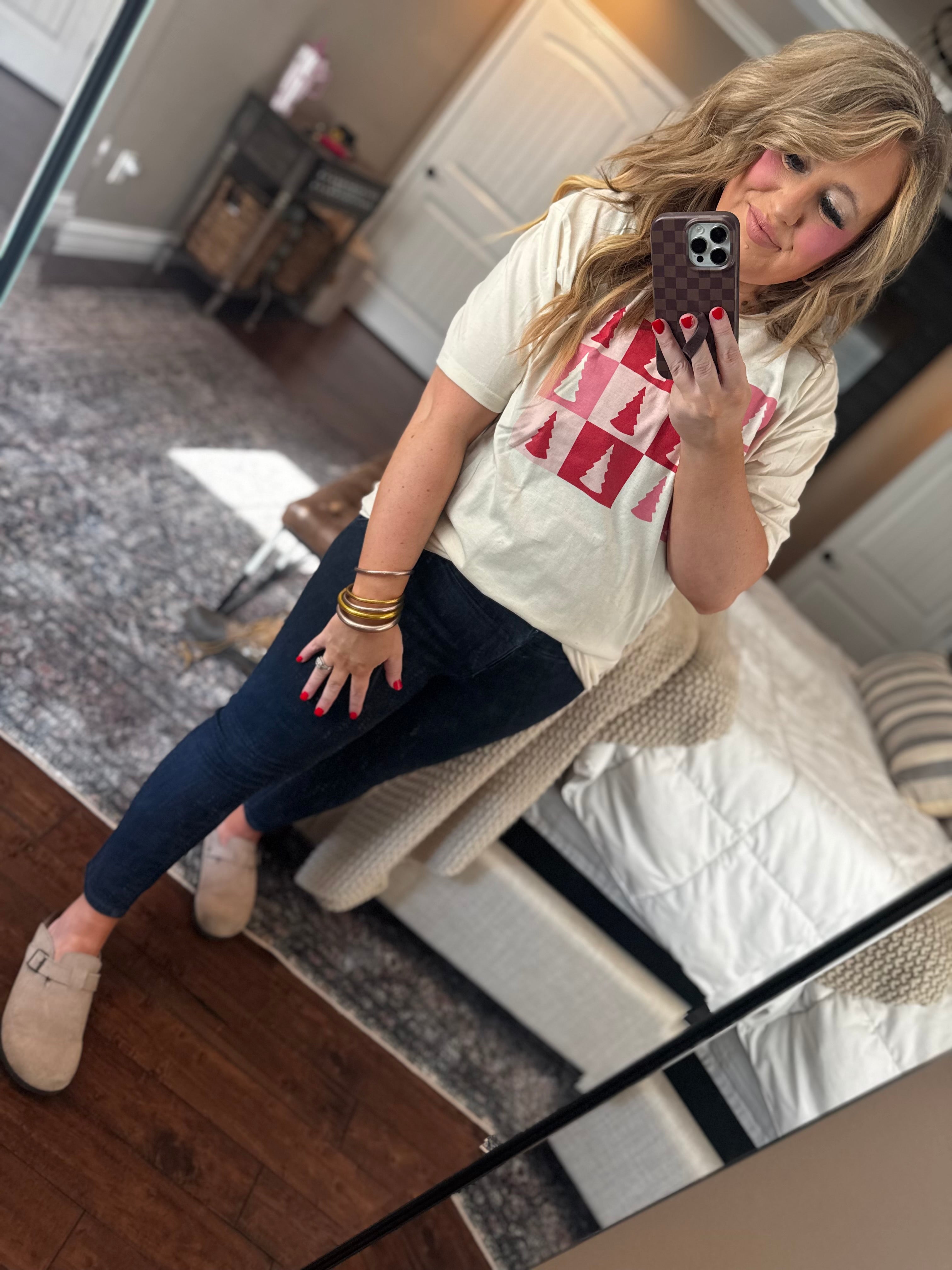 CHECKED CHRISTMAS TREE SHORT SLEEVE TEE