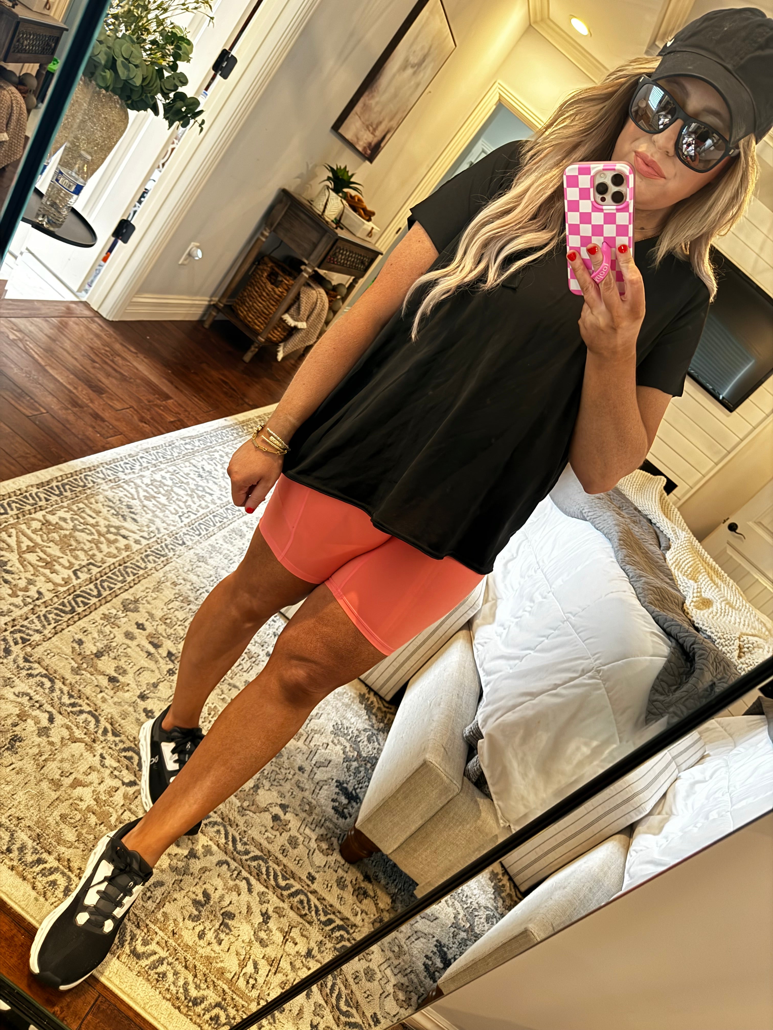 CORAL ROSE BIKER SHORTS