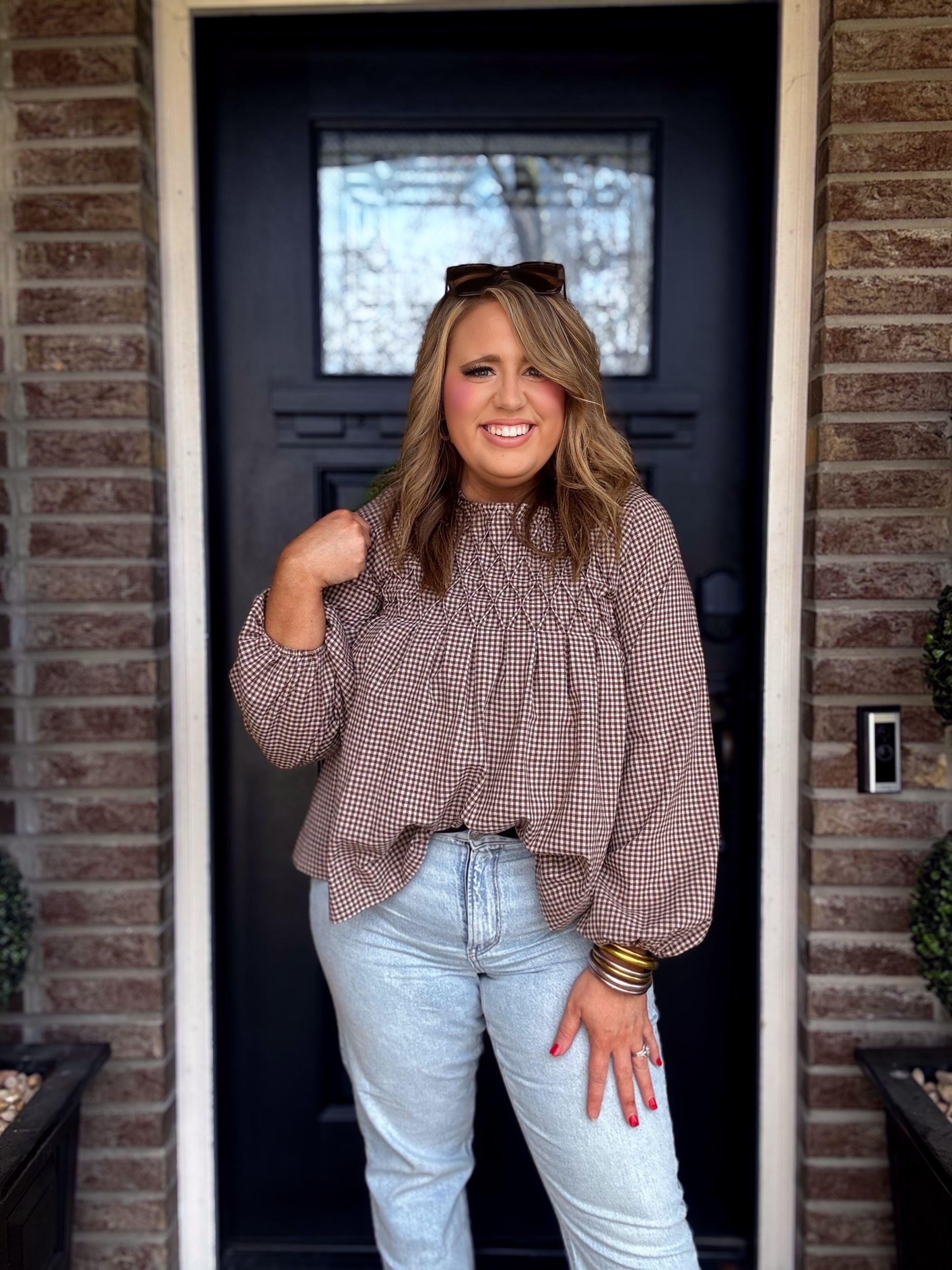 BROWN CHECKED TOP S9