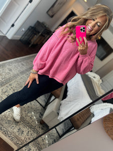 OVERSIZED HOT PINK POL TOP 18A