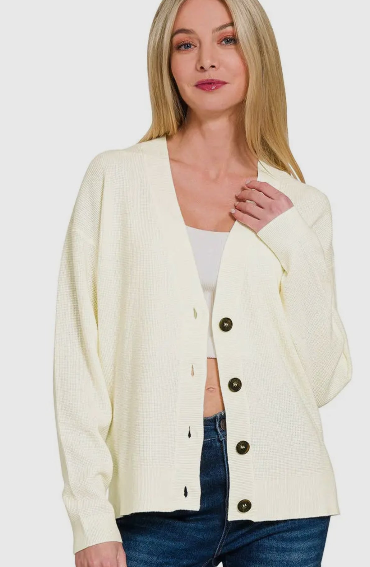 CREAM BUTTON CARDIGAN R5