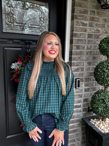 HUNTER GREEN PLAID TOP 7V