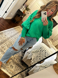 GREEN POM POM SWEATER 25W