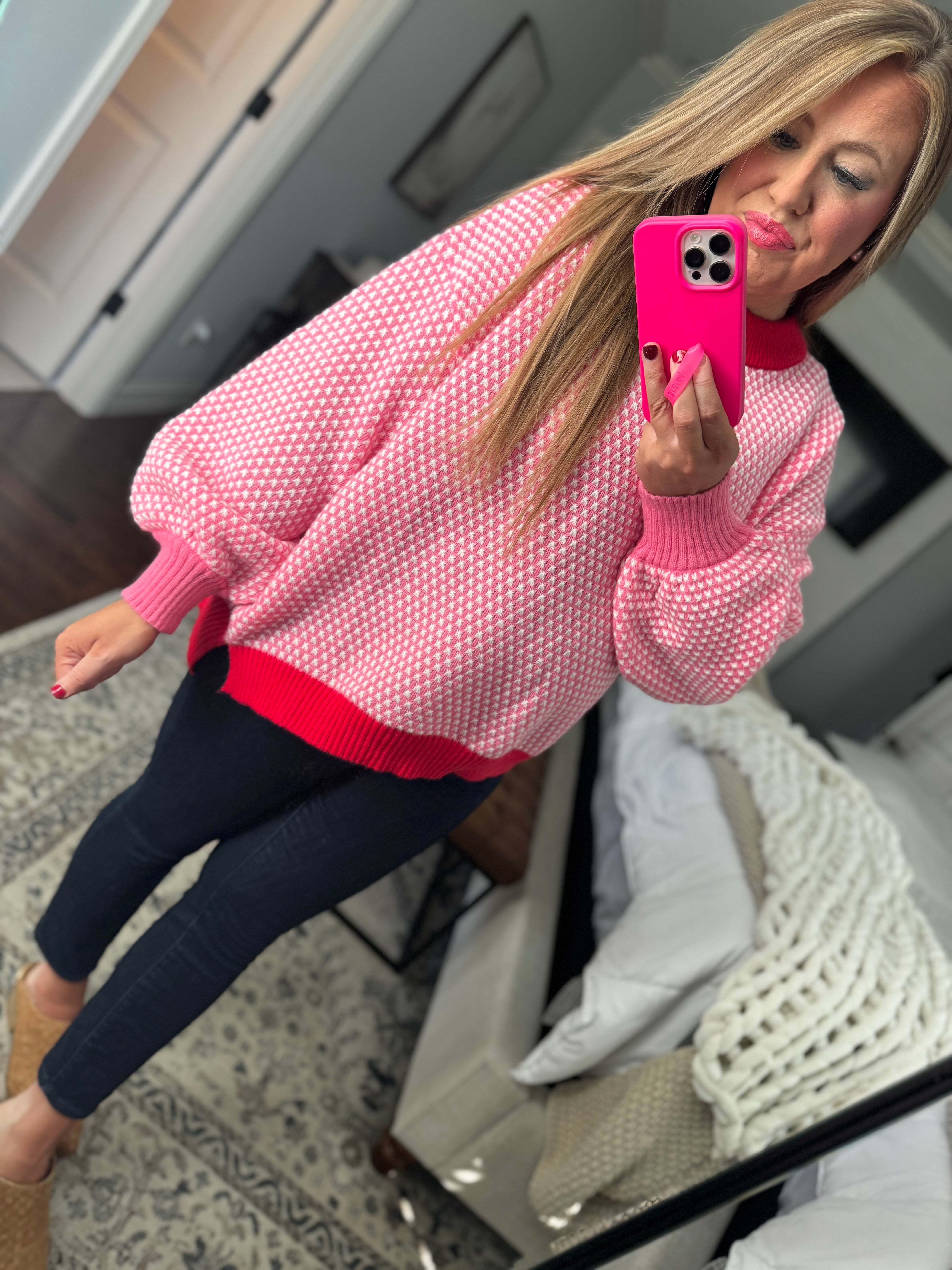 Pink/red multi sweater 27Y