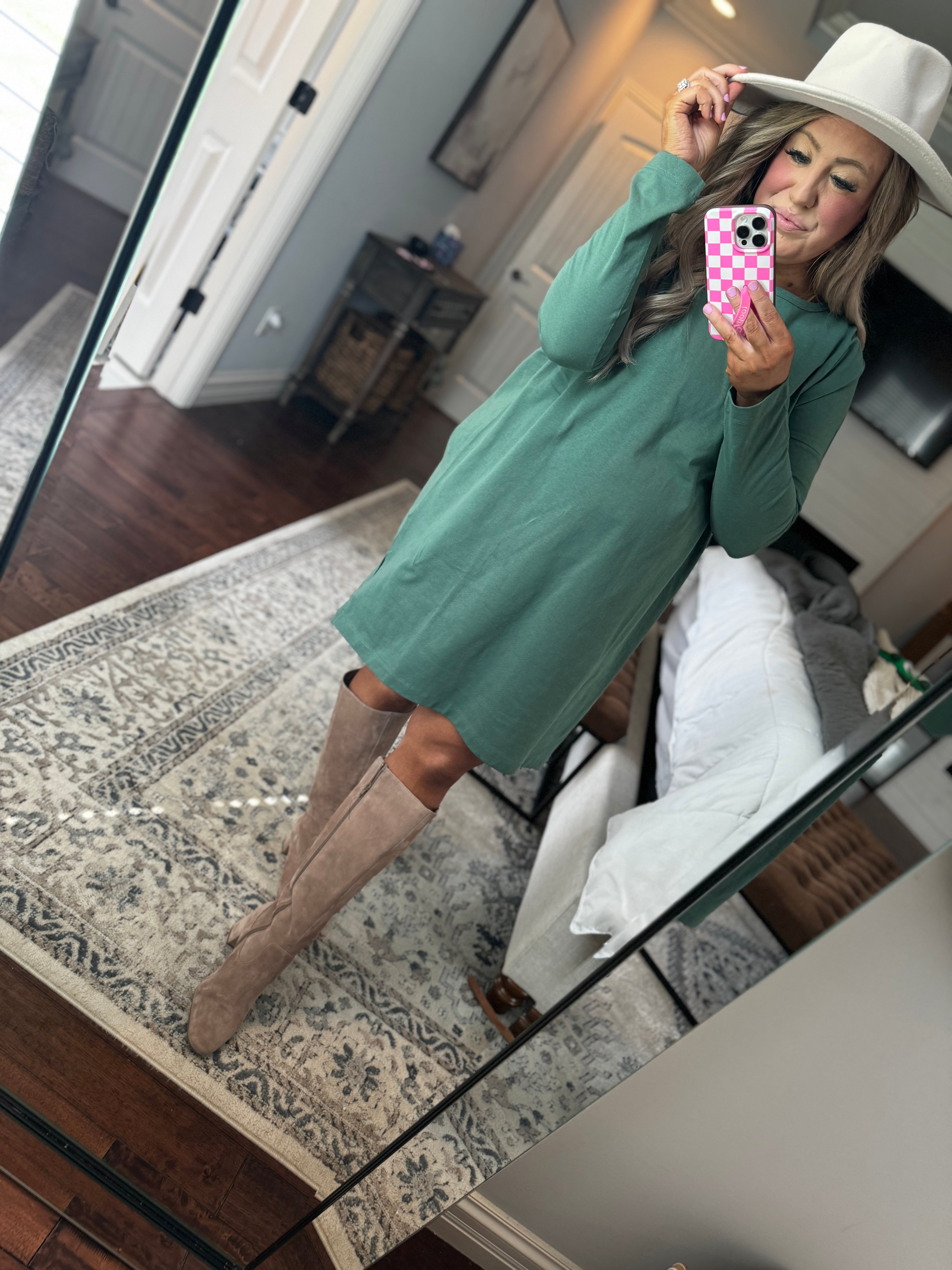 GREY GREEN TUNIC DRESS- 17I