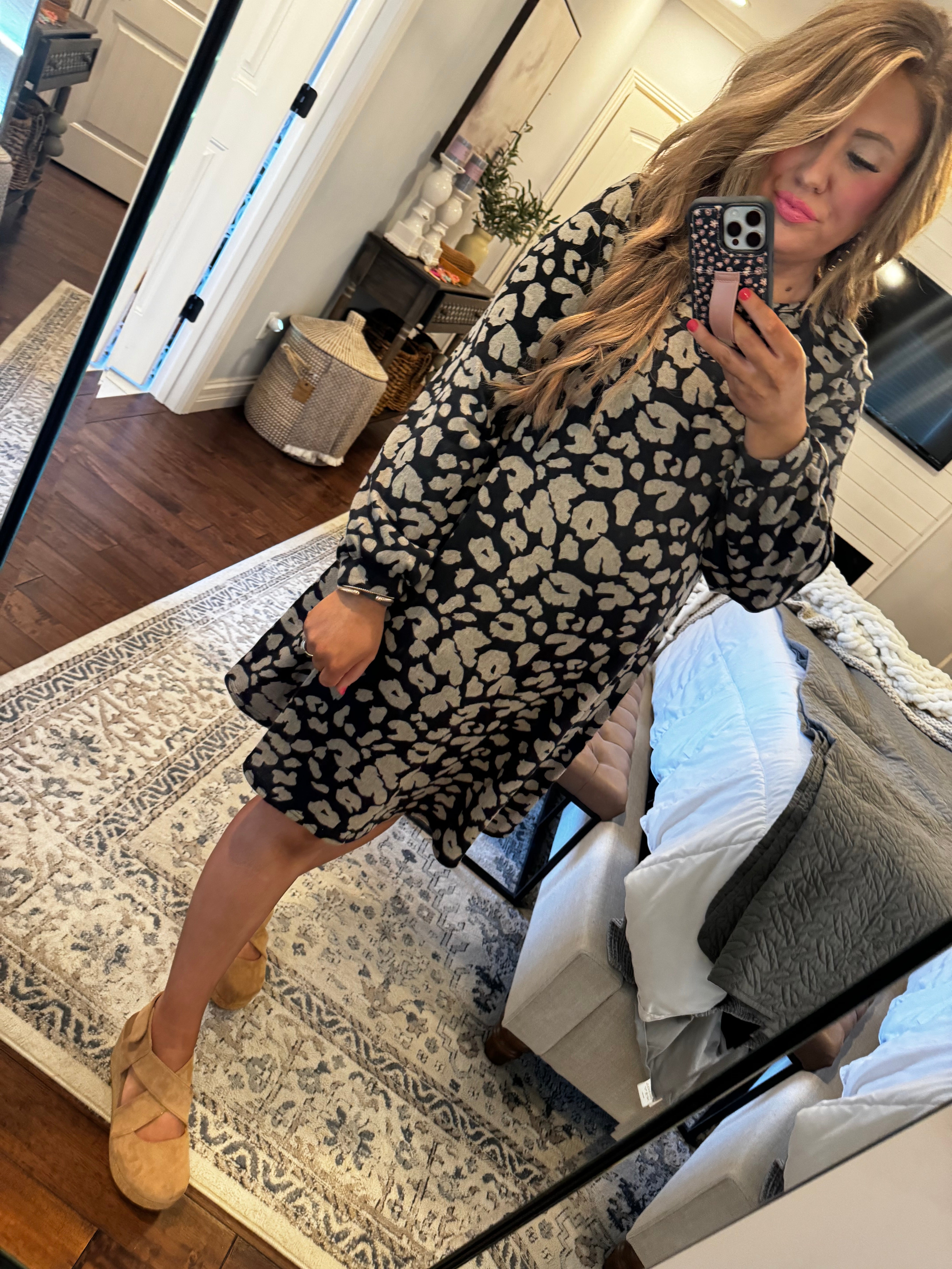 BLACK/GRAY LEOPARD DRESS S*