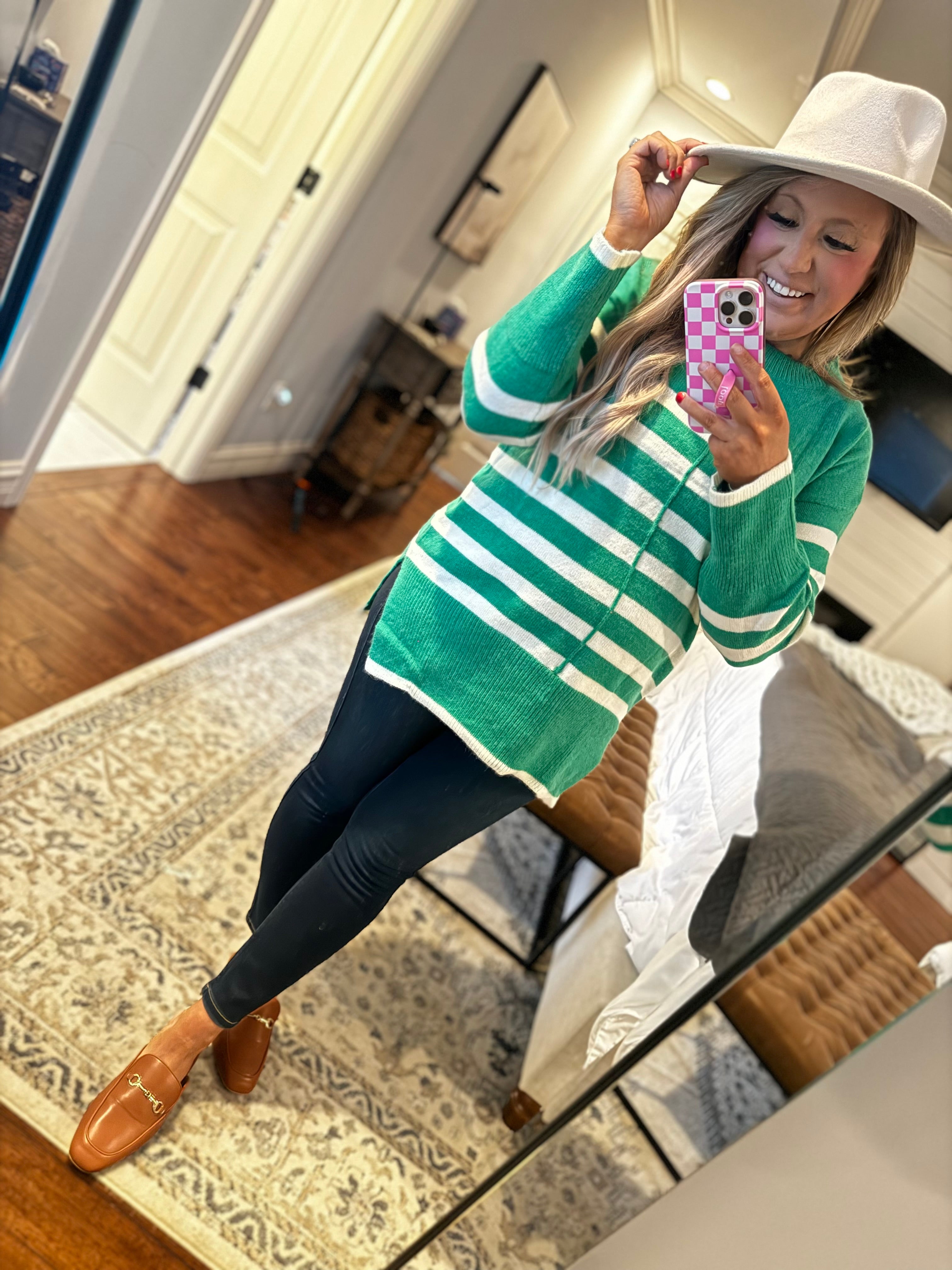 GREEN STRIPE SWEATER 10L