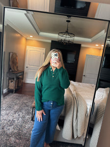 HUNTER GREEN HALF BOTTON SWEATER L16