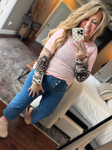 PINK/WHITE STRIPE TOP- 24K