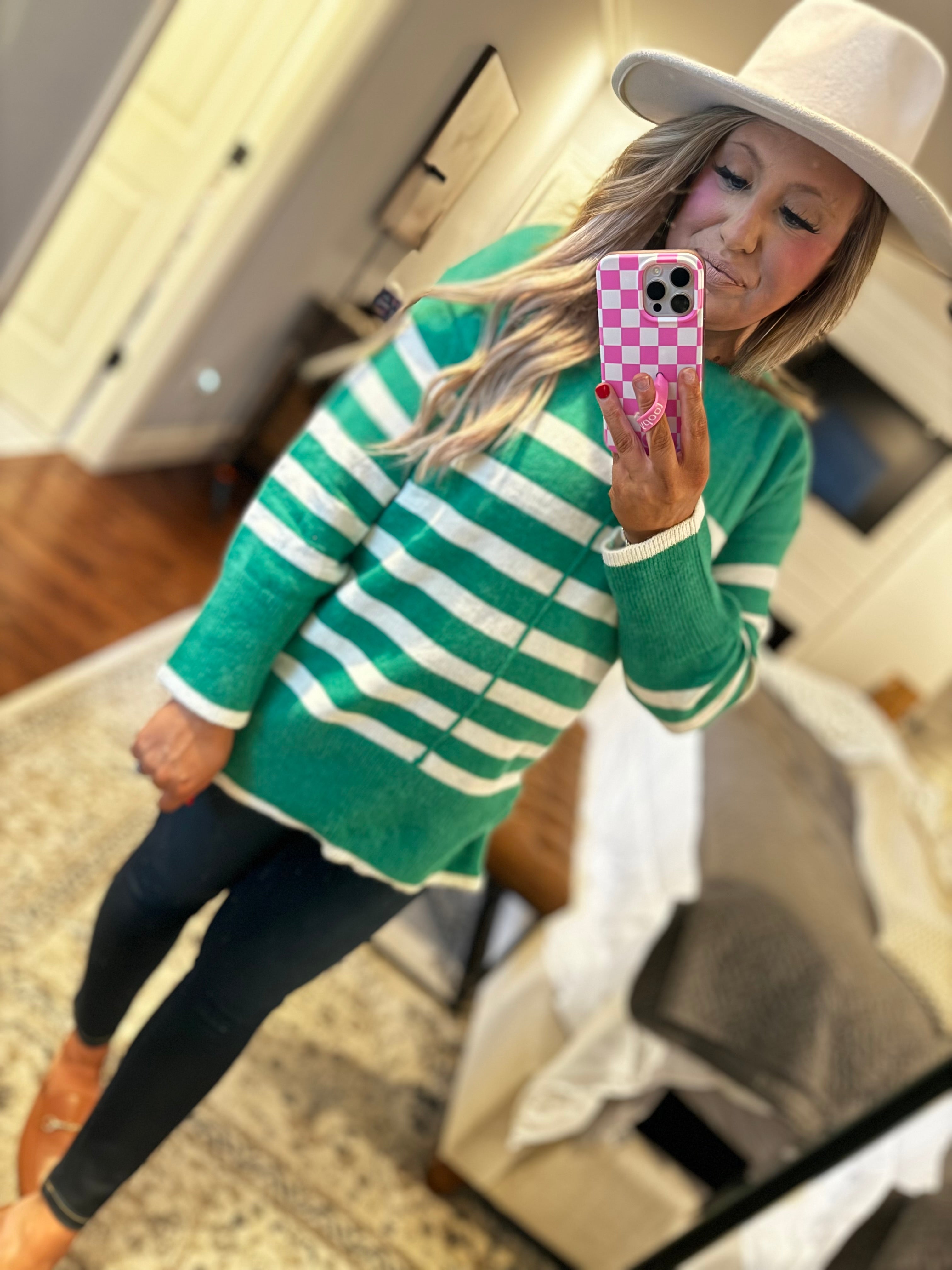 GREEN STRIPE SWEATER 10L