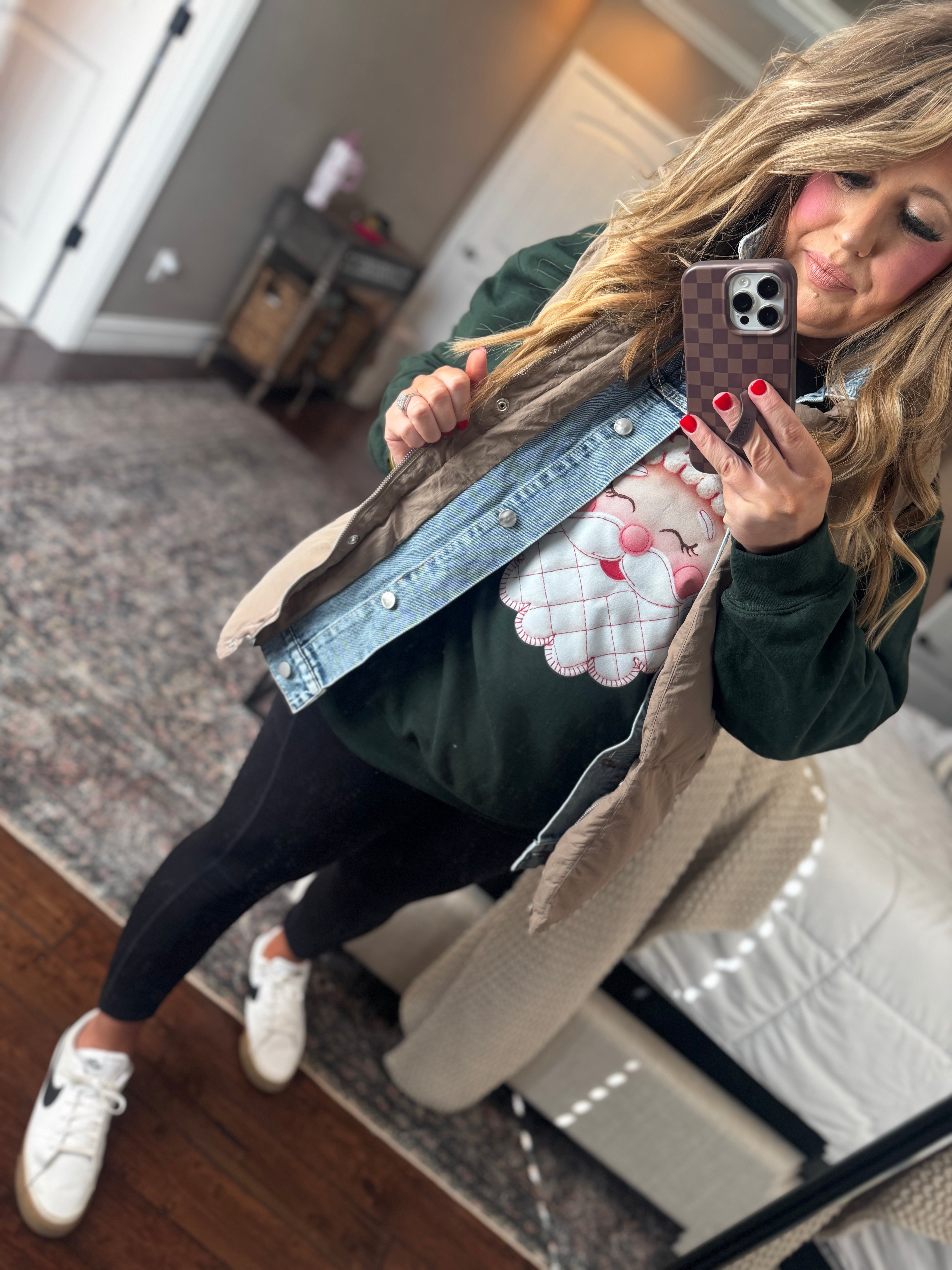 MUSHROOM DENIM TRIMMED VEST R8