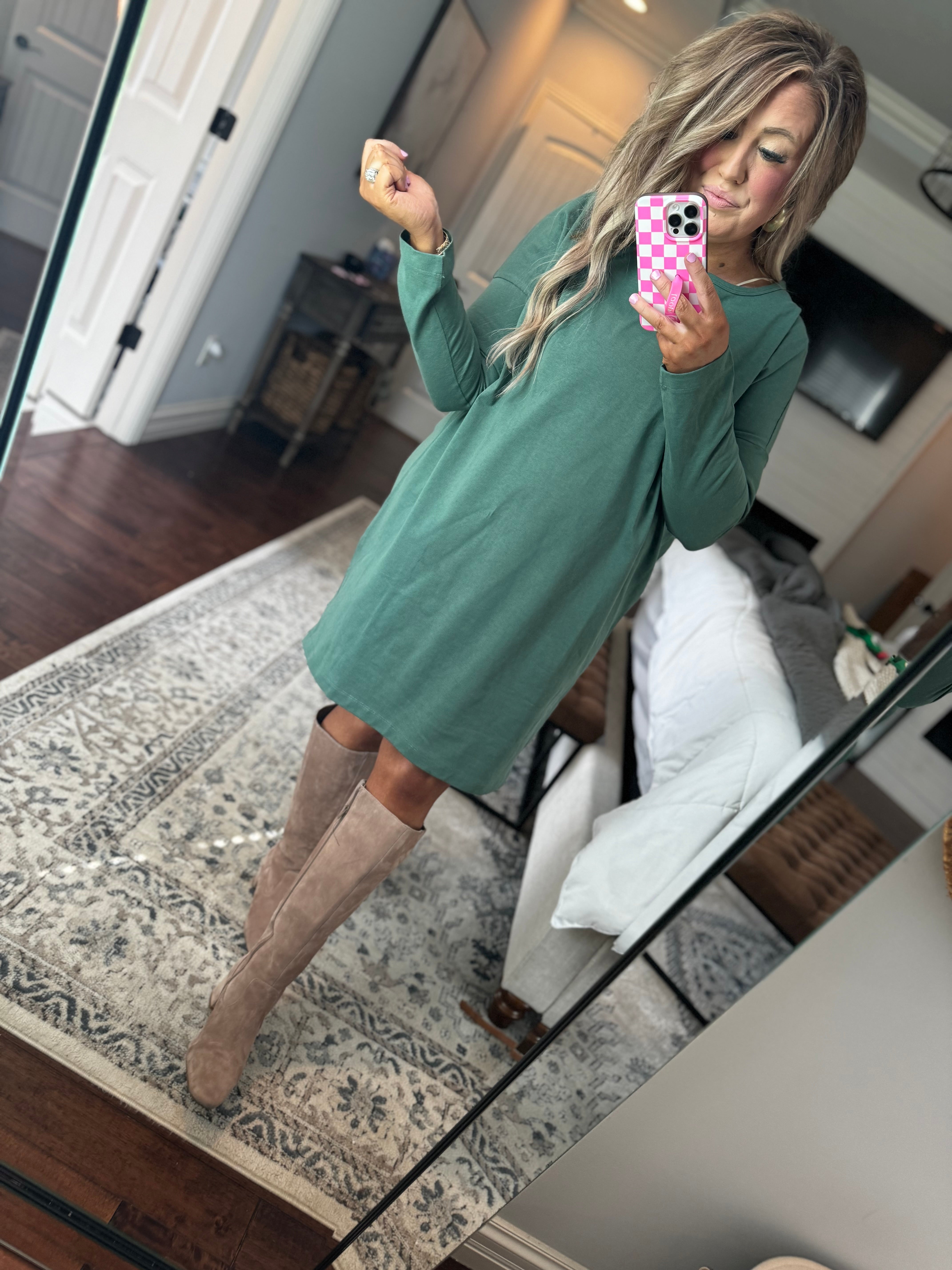 GREY GREEN TUNIC DRESS- 17I