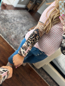 PINK/WHITE STRIPE TOP- 24K